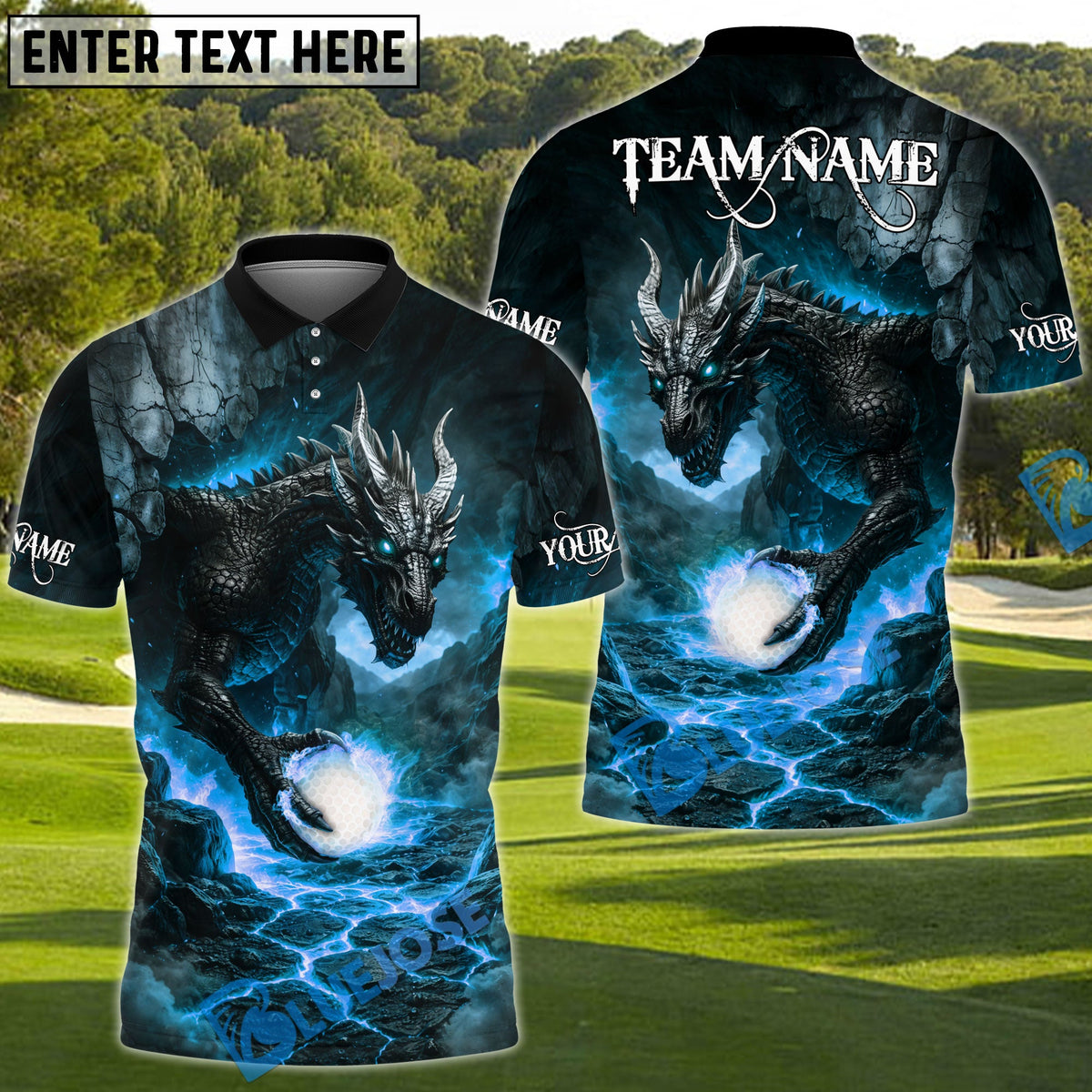 BlueJose Golf Lava Dragon Power Design Personalized Name, Team Name 3D Shirt (4 Colors)