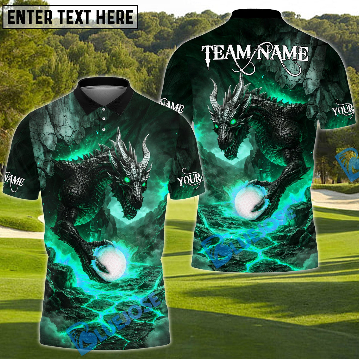 BlueJose Golf Lava Dragon Power Design Personalized Name, Team Name 3D Shirt (4 Colors)
