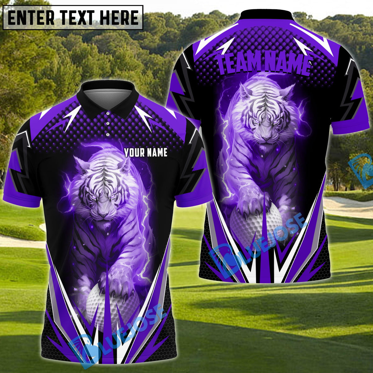 BlueJose Golf Thunder White Tiger Personalized Name, Team Name 3D Shirt (6 Colors)