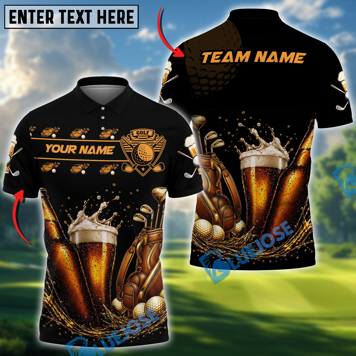 BlueJose Golf And Beer Retro Lovers Customized Name, Team Name Shirts
