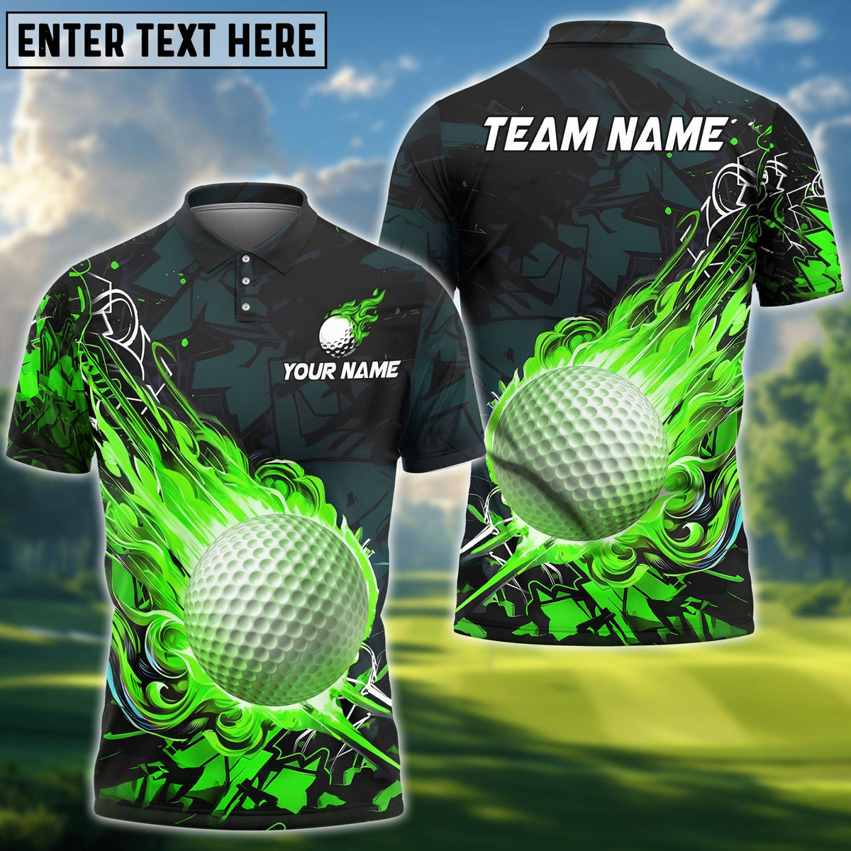 BlueJose Golf Fireball Magic Personalized Name, Team Name 3D Shirt (4 Colors)