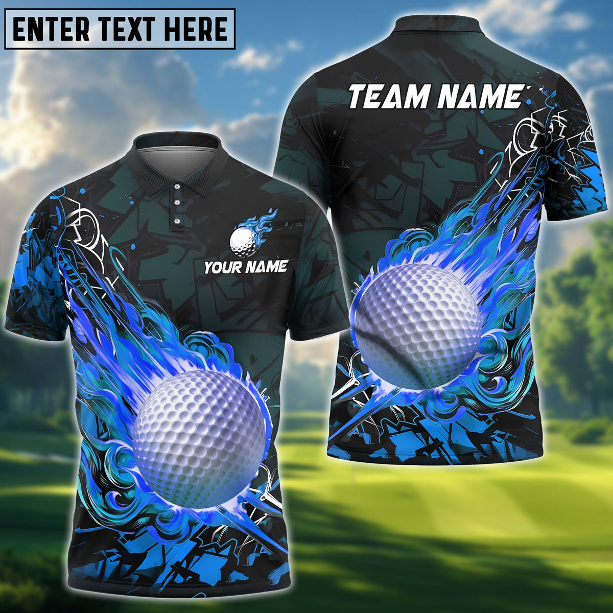 BlueJose Golf Fireball Magic Personalized Name, Team Name 3D Shirt (4 Colors)
