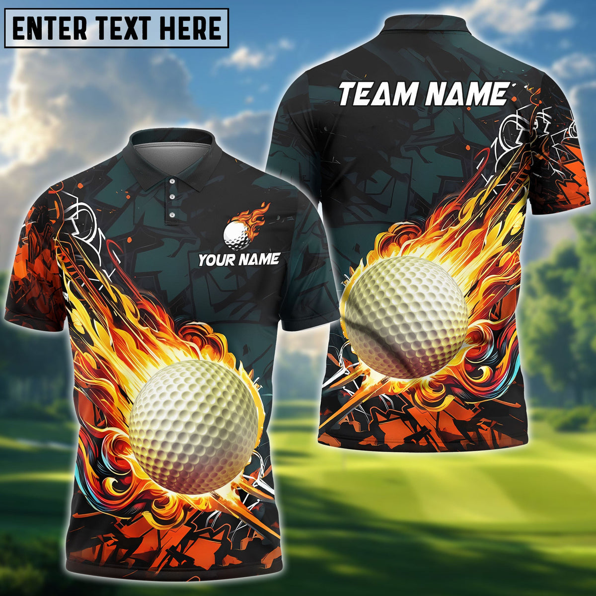 BlueJose Golf Fireball Magic Personalized Name, Team Name 3D Shirt (4 Colors)