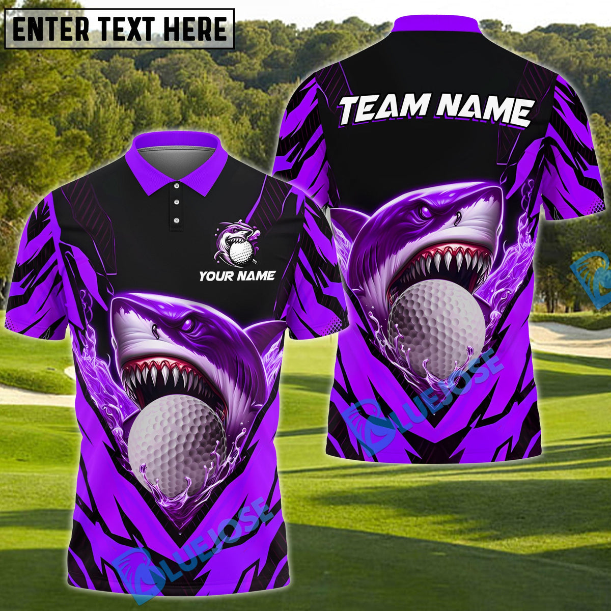 BlueJose Golf Angry Shark Personalized Name, Team Name 3D Shirt (4 Colors)