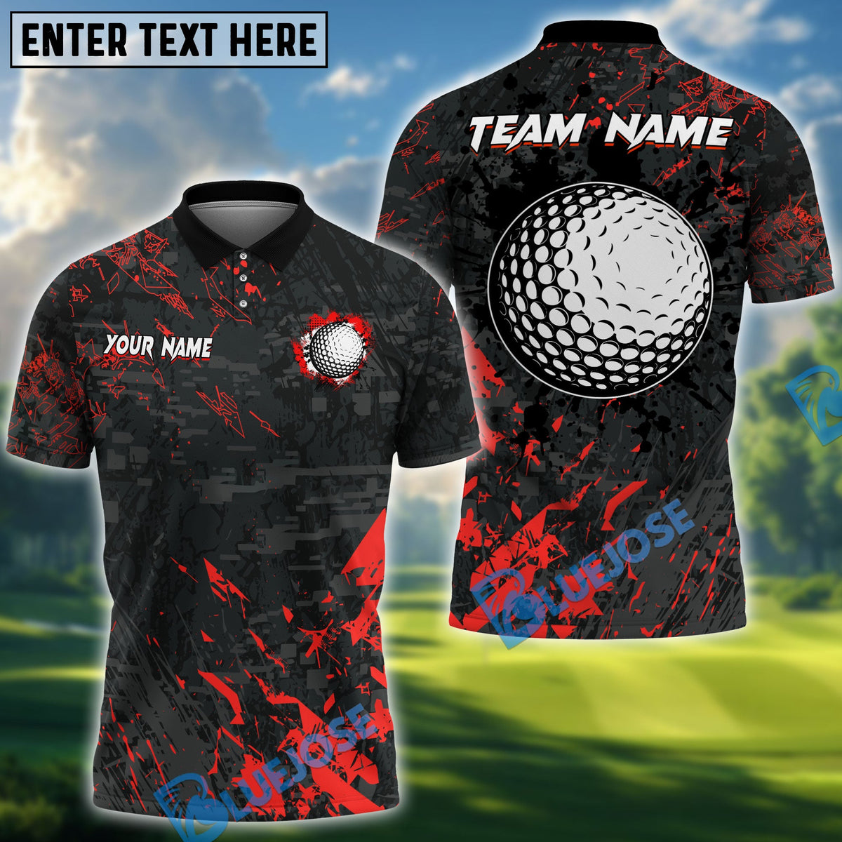 BlueJose Billiards Golf Black Stains Grunge Personalized Name Shirt (6 Colors)