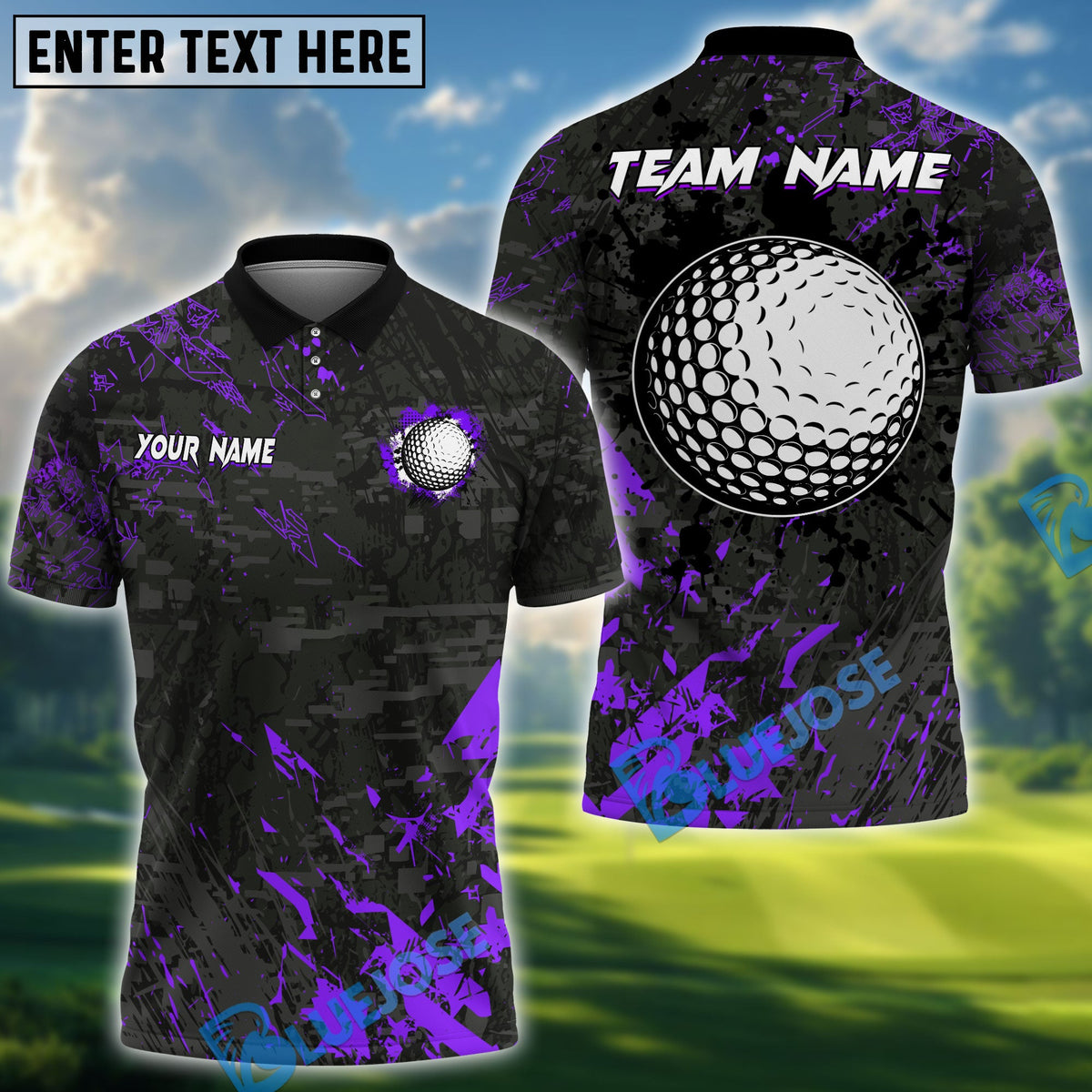 BlueJose Billiards Golf Black Stains Grunge Personalized Name Shirt (6 Colors)