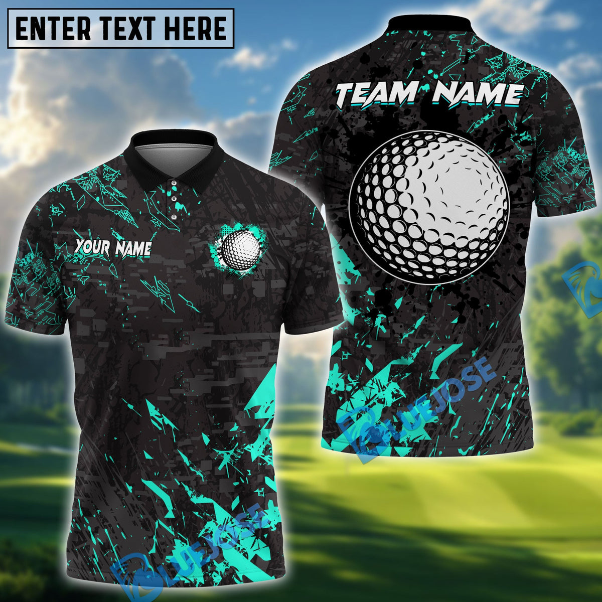 BlueJose Billiards Golf Black Stains Grunge Personalized Name Shirt (6 Colors)