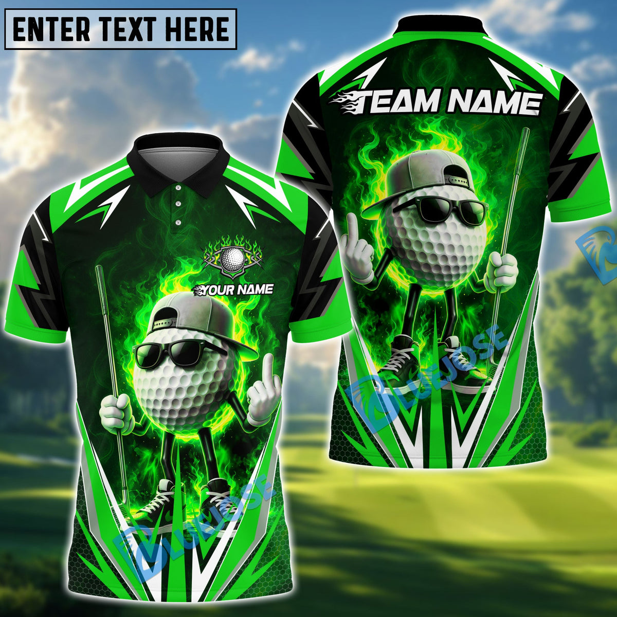 BlueJose Golf Flaming Ball Cool Style Personalized Name, Team Name 3D Shirt (4 Colors)