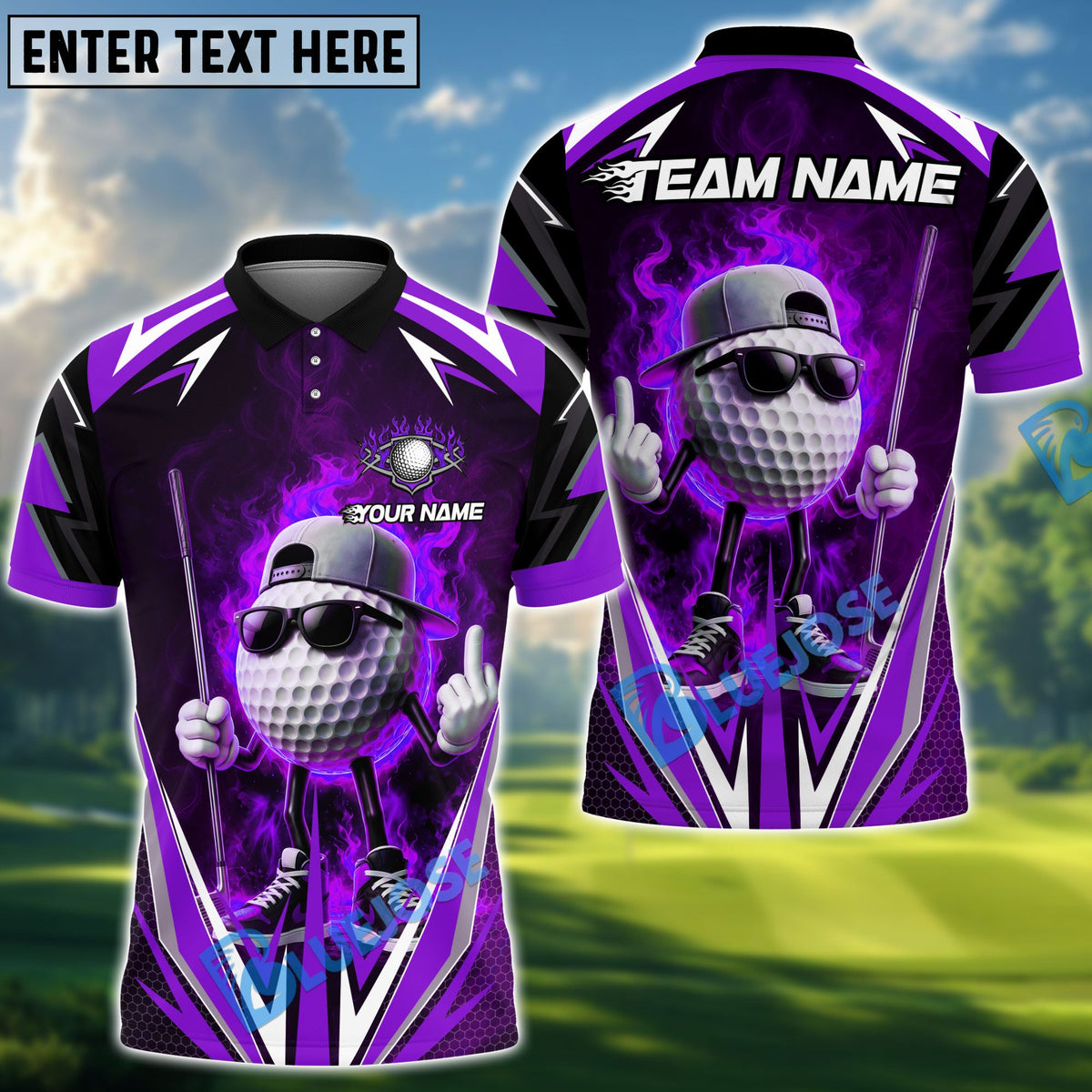 BlueJose Golf Flaming Ball Cool Style Personalized Name, Team Name 3D Shirt (4 Colors)