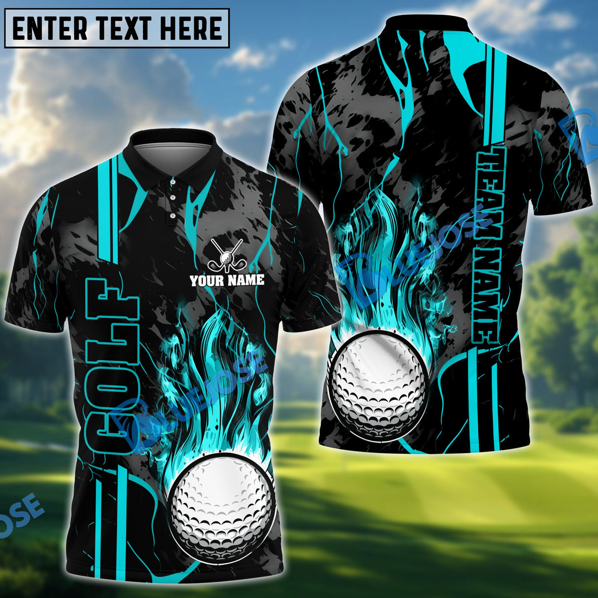 BlueJose Golf Strike The Blood Personalized Name, Team Name 3D Shirt (4 Colors)