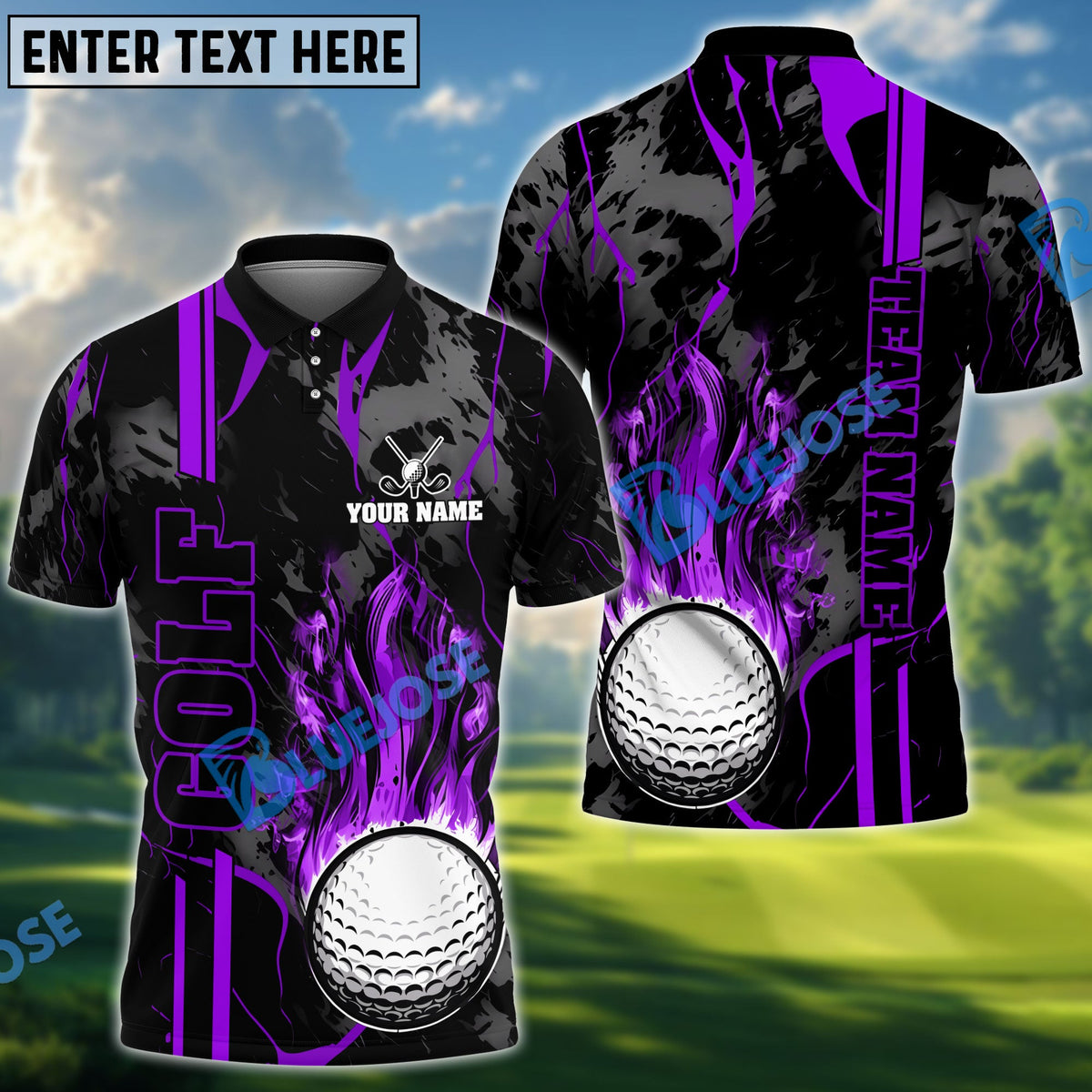 BlueJose Golf Strike The Blood Personalized Name, Team Name 3D Shirt (4 Colors)