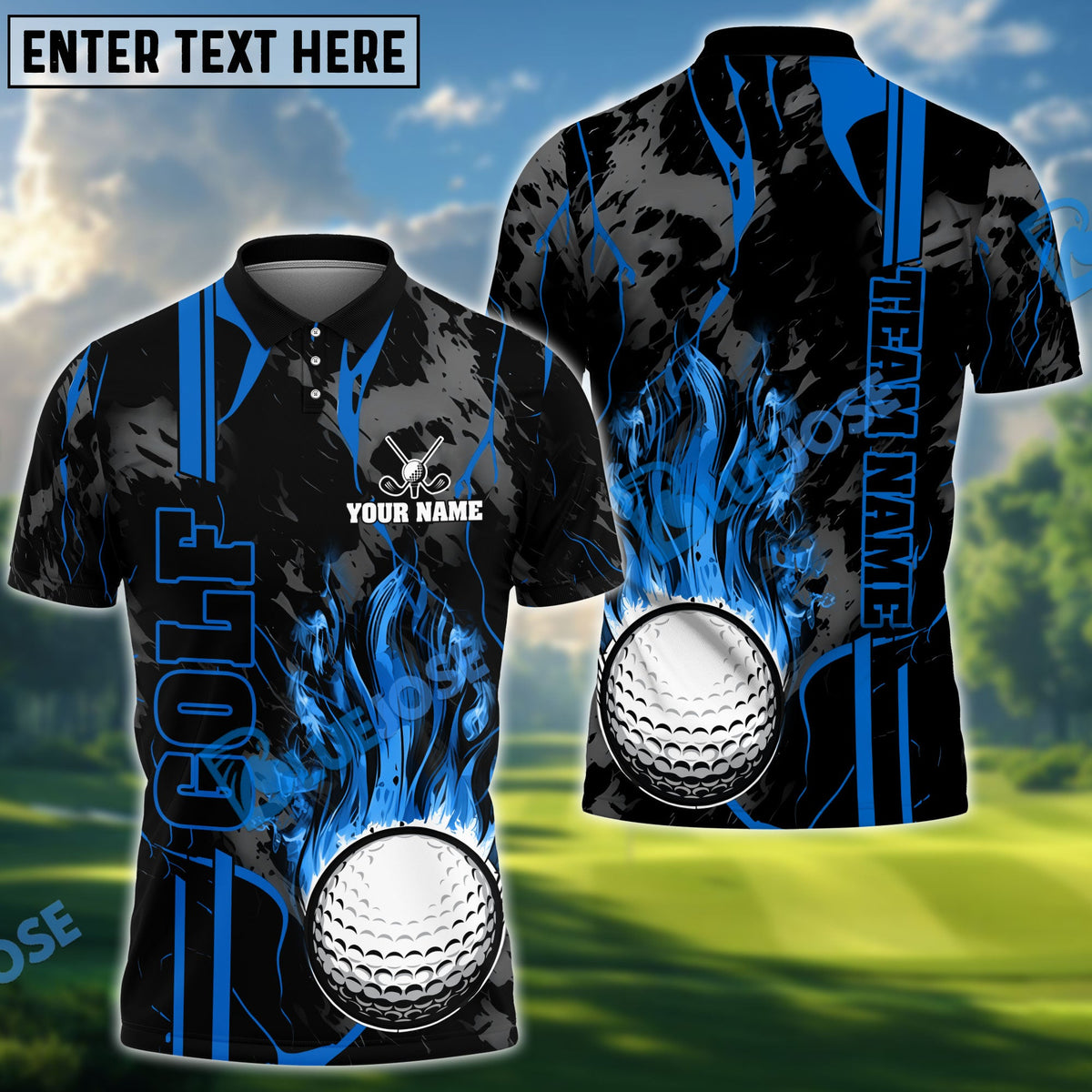BlueJose Golf Strike The Blood Personalized Name, Team Name 3D Shirt (4 Colors)