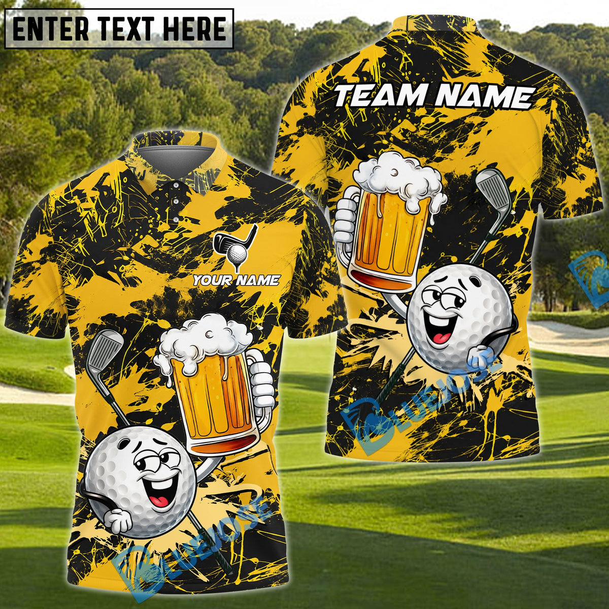 BlueJose Golf Beer Mug Funny Ball Customized Name, Team Name 3D Shirt