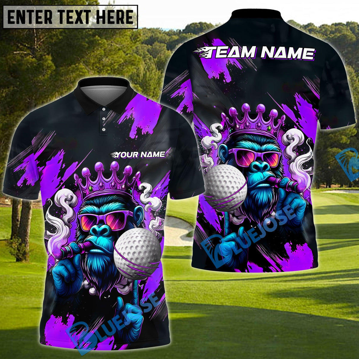 BlueJose Golf King Ape Personalized Name, Team Name 3D Shirt (4 Colors)