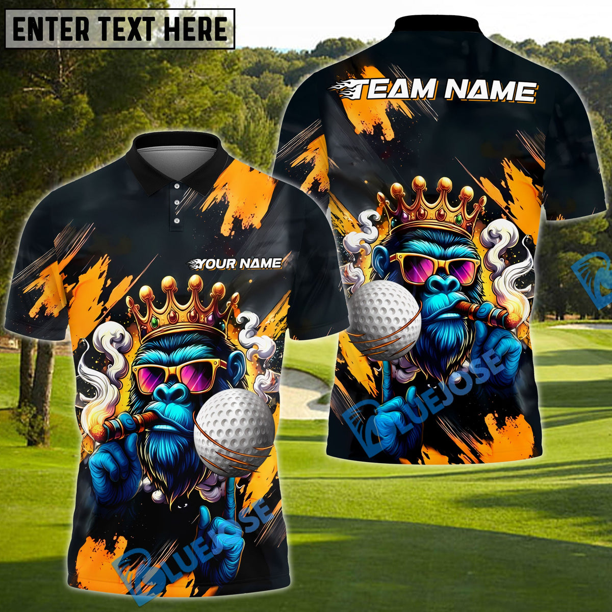 BlueJose Golf King Ape Personalized Name, Team Name 3D Shirt (4 Colors)