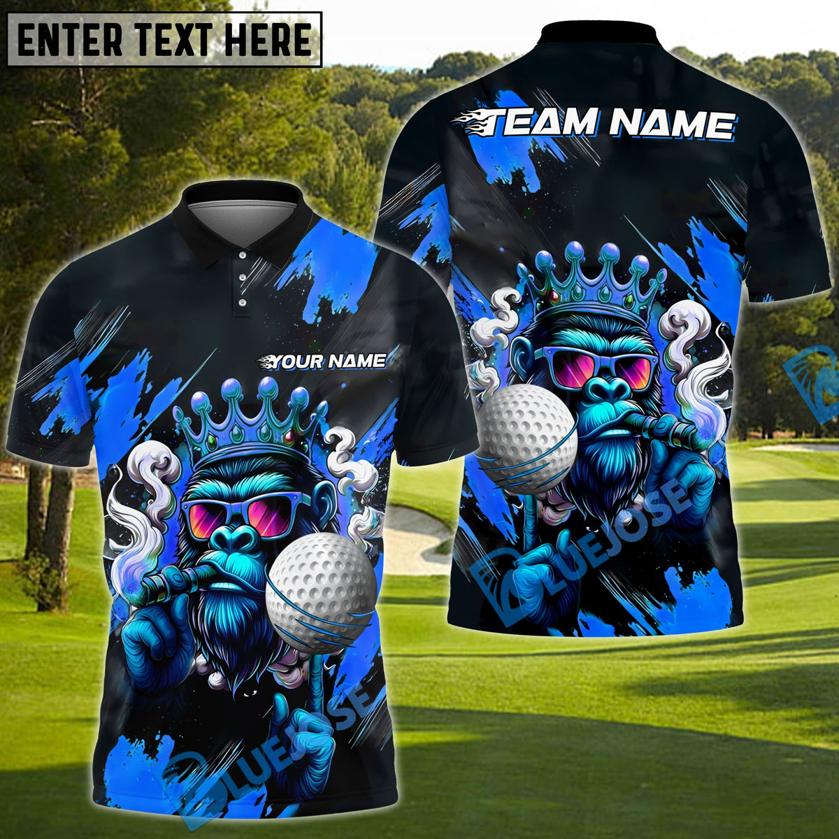 BlueJose Golf King Ape Personalized Name, Team Name 3D Shirt (4 Colors)