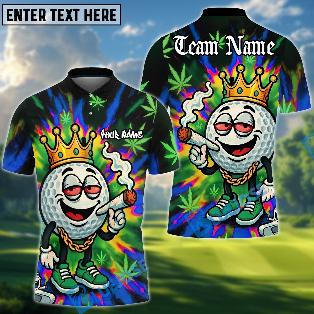 BlueJose Golf 420 King Smoking Ball Personalized Name, Team Name 3D Shirt (4 Colors)