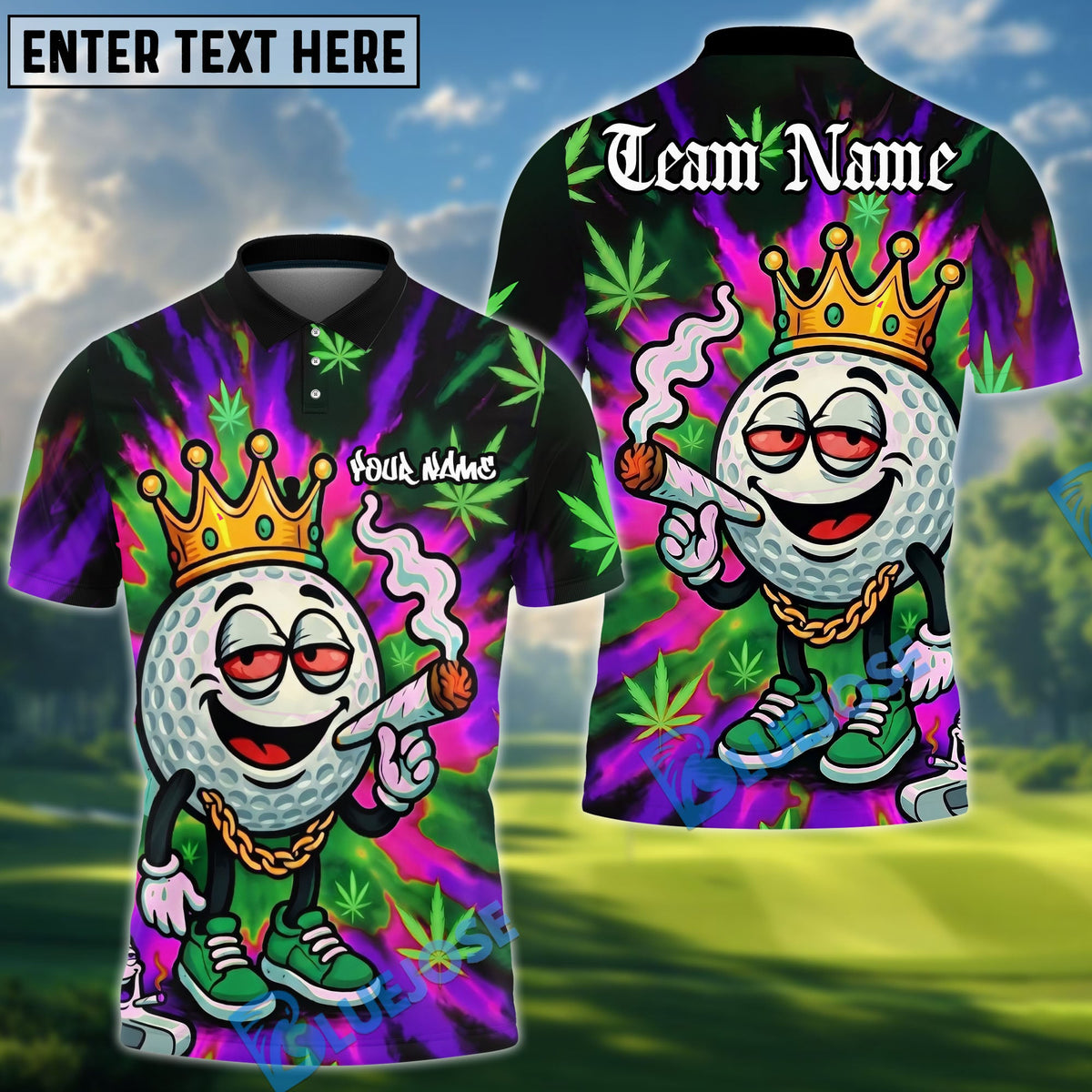 BlueJose Golf 420 King Smoking Ball Personalized Name, Team Name 3D Shirt (4 Colors)