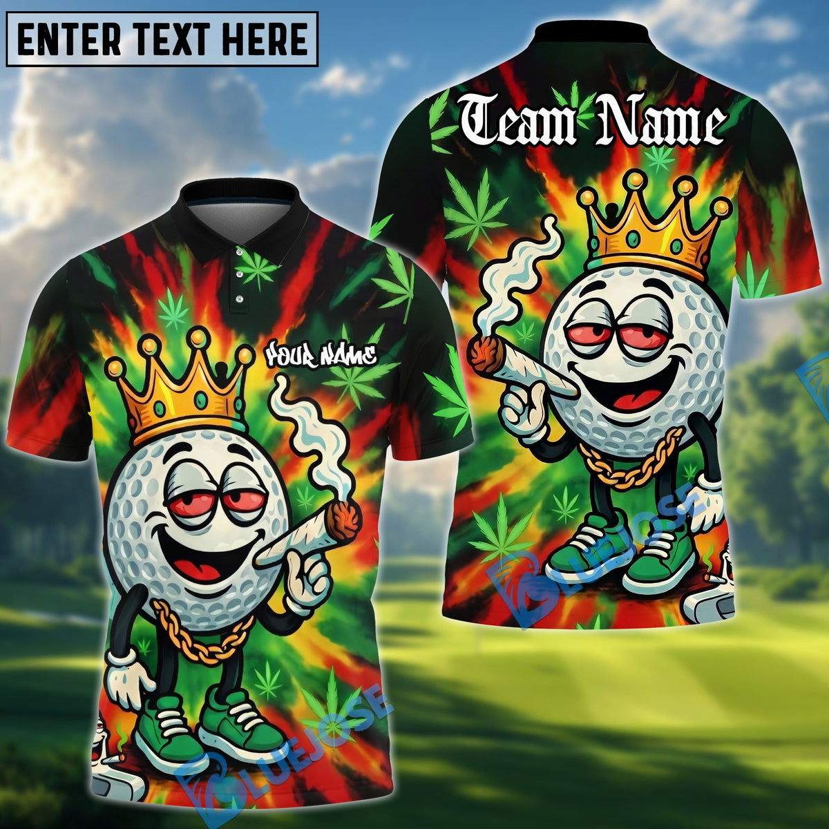 BlueJose Golf 420 King Smoking Ball Personalized Name, Team Name 3D Shirt (4 Colors)