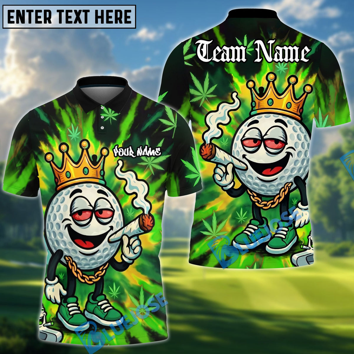 BlueJose Golf 420 King Smoking Ball Personalized Name, Team Name 3D Shirt (4 Colors)