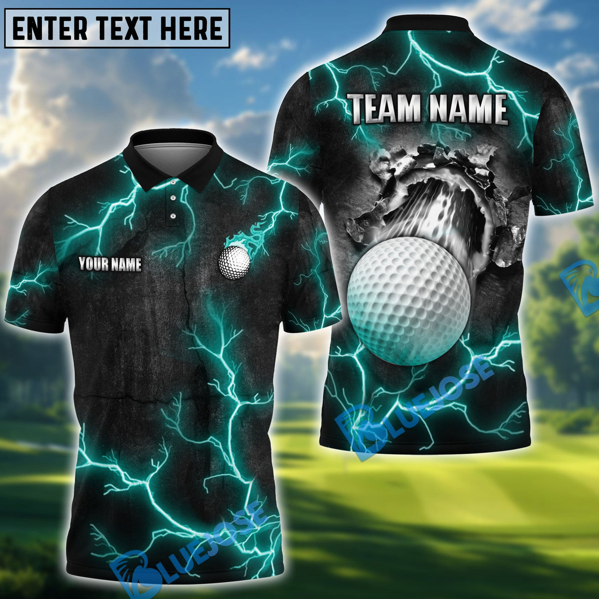 BlueJose Golf The Power Of The God Of Thunder Personalized Name, Team Name 3D Shirt (4 Colors)