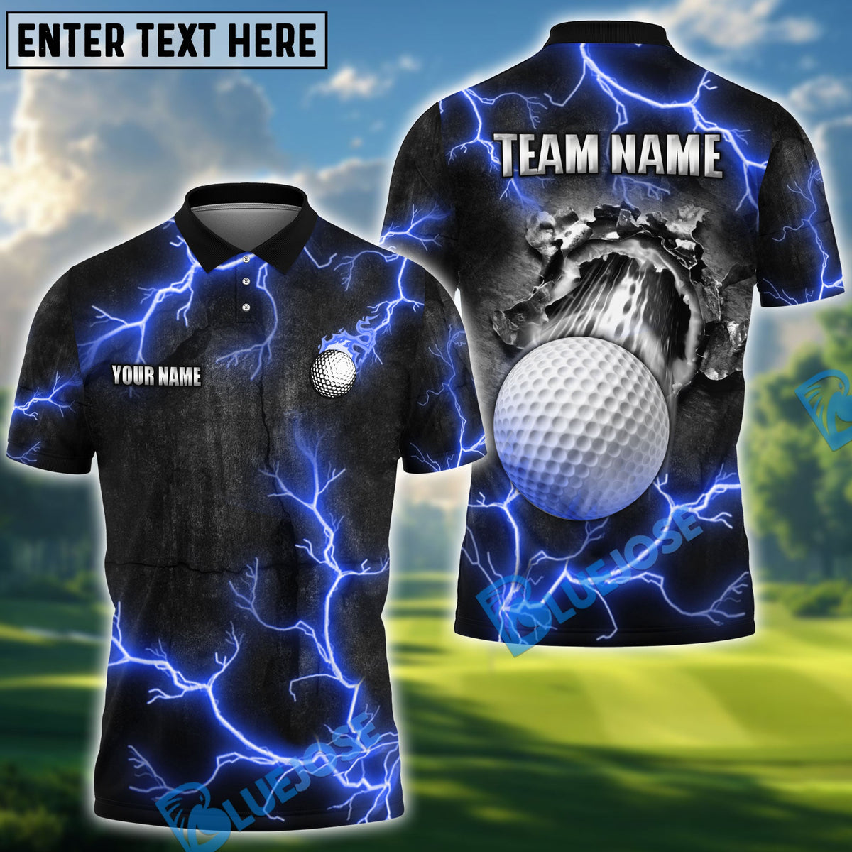 BlueJose Golf The Power Of The God Of Thunder Personalized Name, Team Name 3D Shirt (4 Colors)