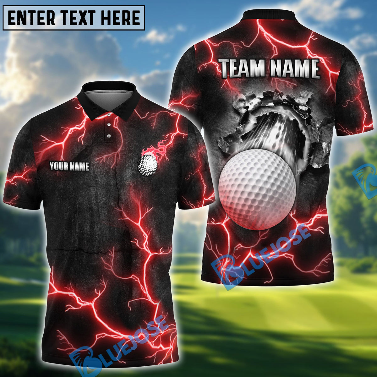 BlueJose Golf The Power Of The God Of Thunder Personalized Name, Team Name 3D Shirt (4 Colors)
