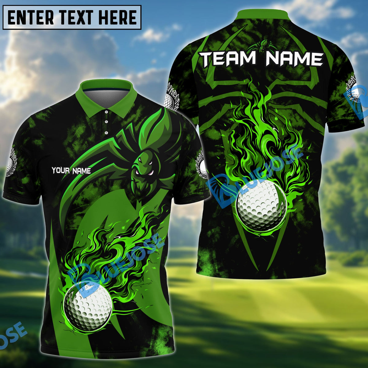 BlueJose Golf Spider Flame Personalized Name, Team Name 3D Shirt (6 Colors)
