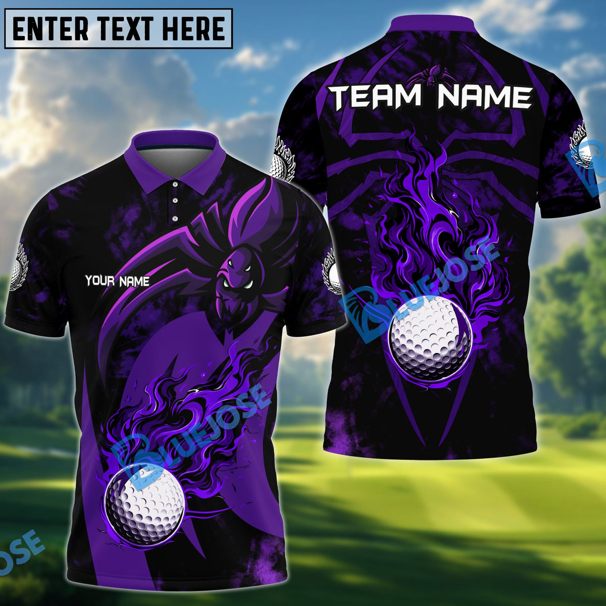 BlueJose Golf Spider Flame Personalized Name, Team Name 3D Shirt (6 Colors)