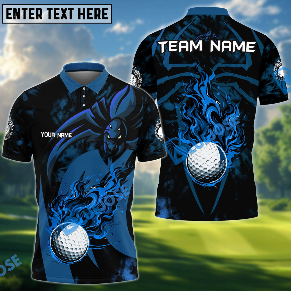 BlueJose Golf Spider Flame Personalized Name, Team Name 3D Shirt (6 Colors)