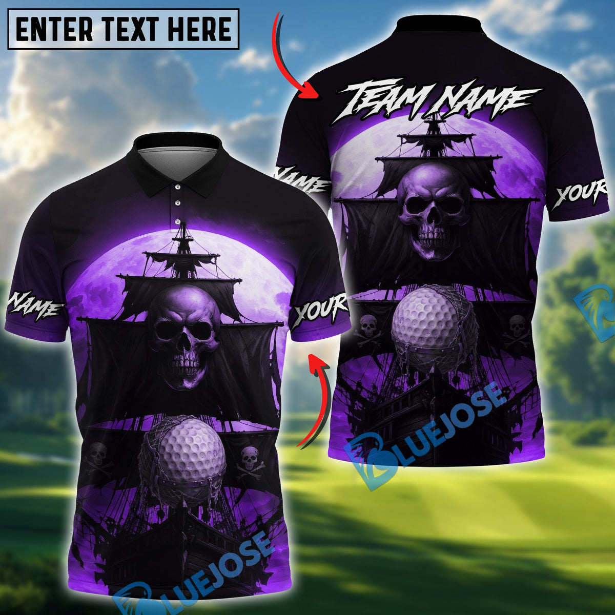 BlueJose Golf Ghost Ship Raider Master Personalized Name, Team Name 3D Shirt (4 Colors)