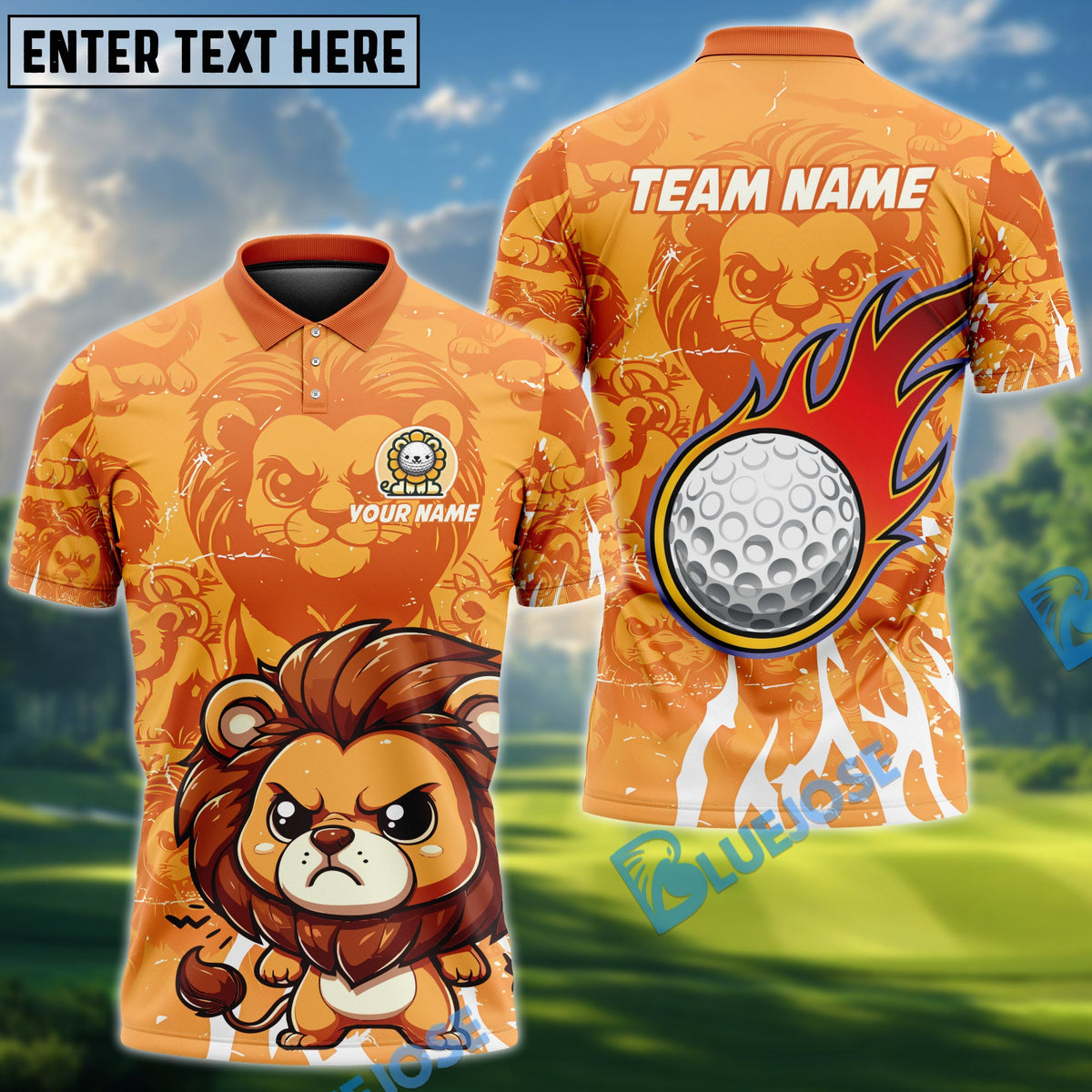 BlueJose Golf Cute Lion Personalized Name, Team Name 3D Shirt (4 Colors)