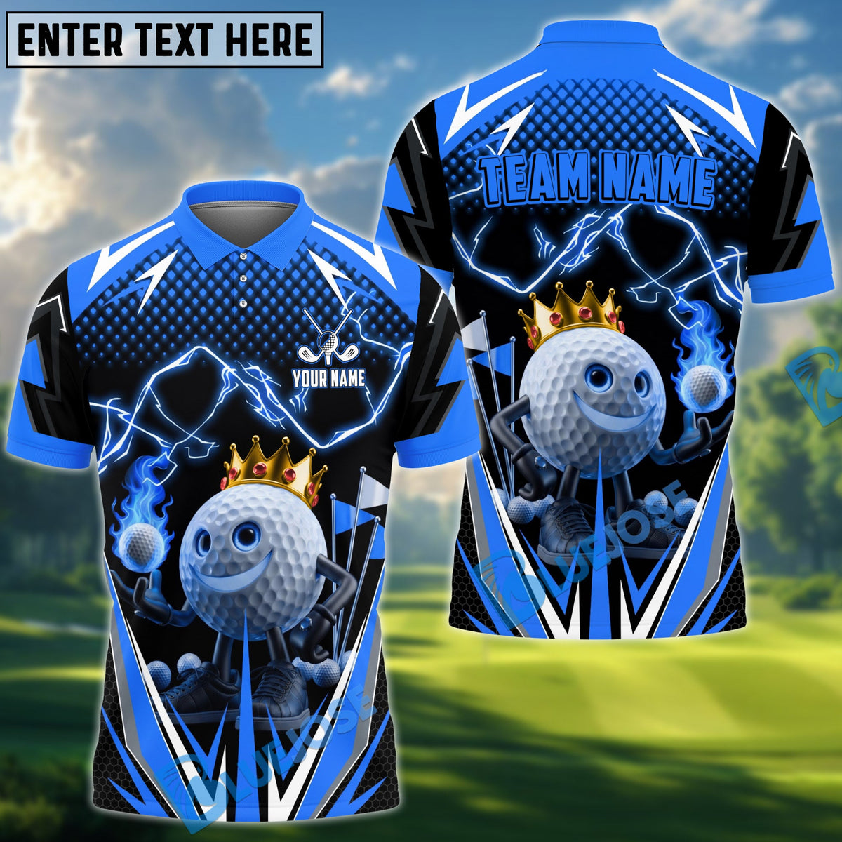 BlueJose Golf Thunder Funny Ball Personalized Name, Team Name 3D Shirt (4 Colors)