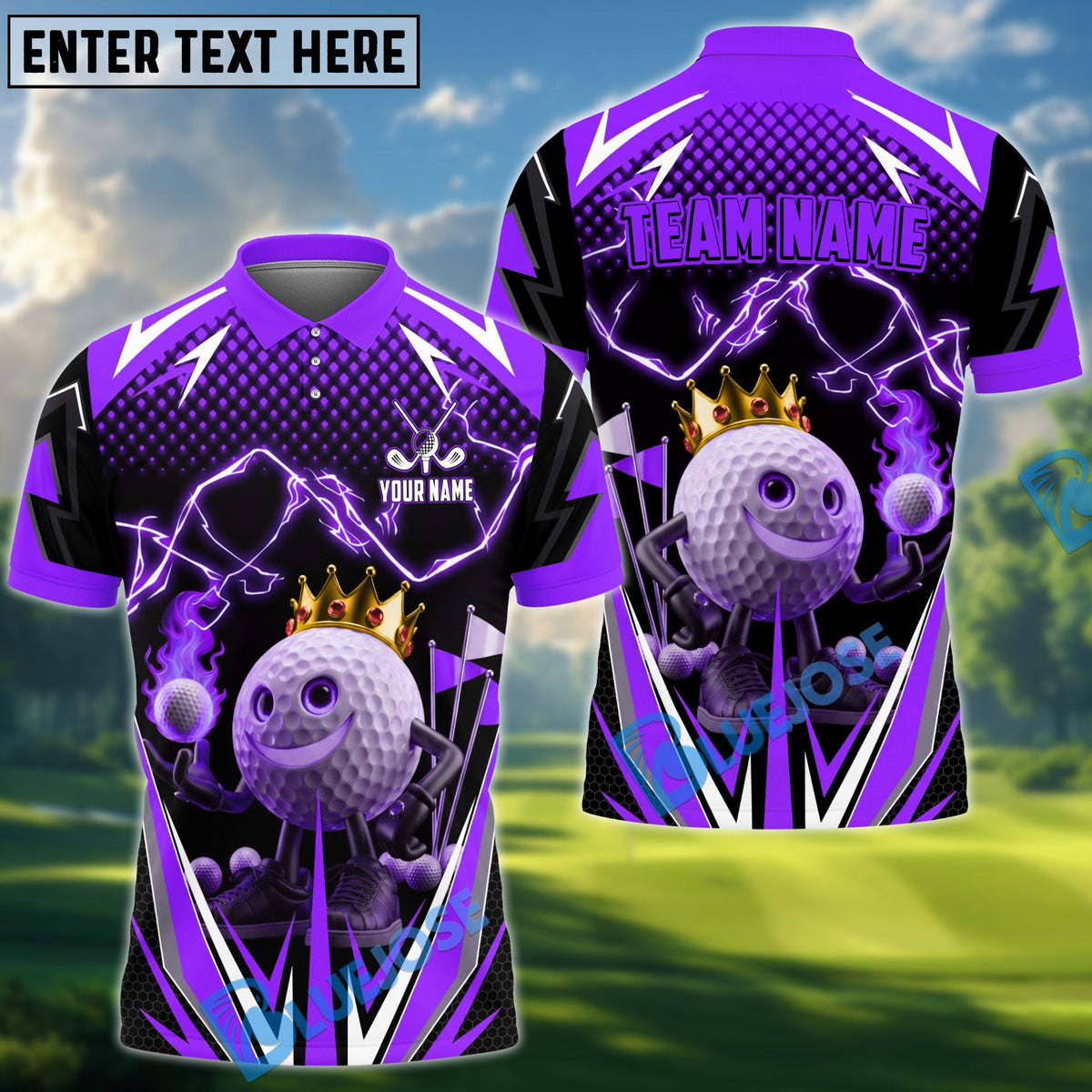 BlueJose Golf Thunder Funny Ball Personalized Name, Team Name 3D Shirt (4 Colors)
