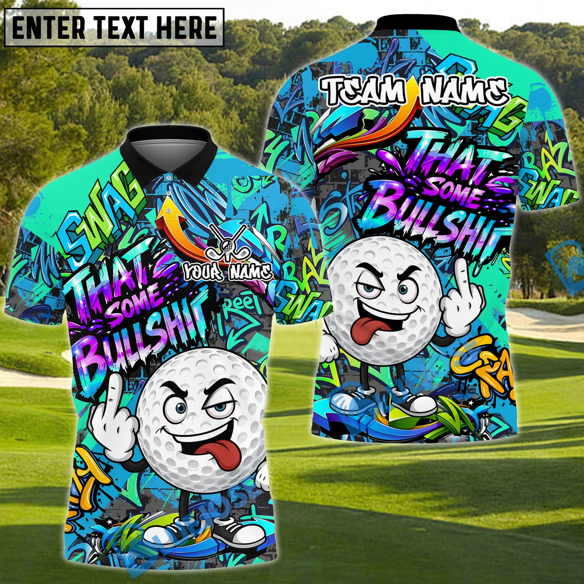 BlueJose Golf Funny Dartboard Cartoon Graffiti Style That's Some Bullshit Personalized Name, Team Name 3D Shirt (4 Colors)