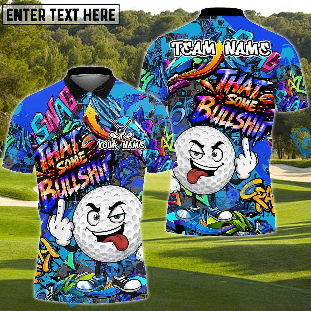 BlueJose Golf Funny Dartboard Cartoon Graffiti Style That's Some Bullshit Personalized Name, Team Name 3D Shirt (4 Colors)