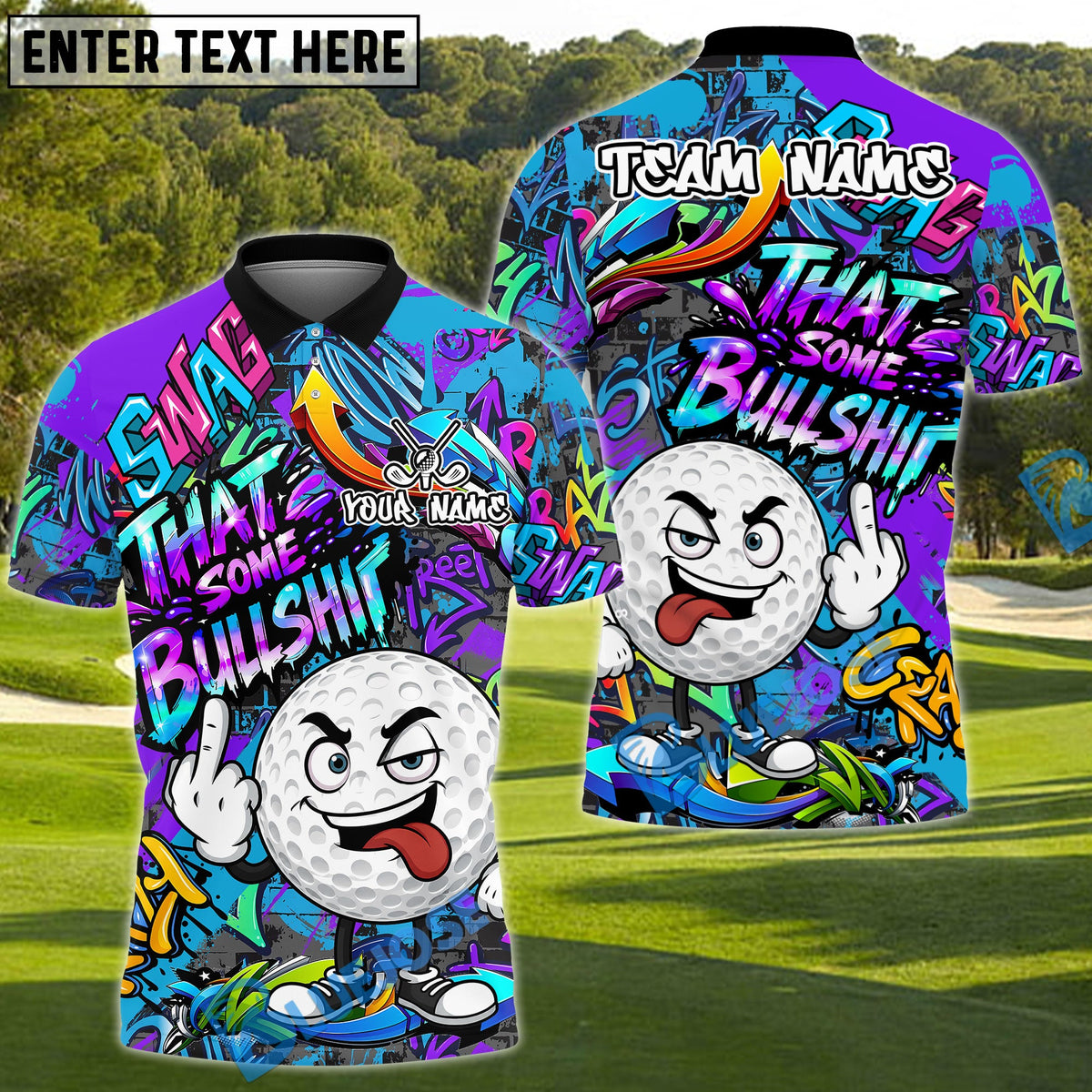 BlueJose Golf Funny Dartboard Cartoon Graffiti Style That's Some Bullshit Personalized Name, Team Name 3D Shirt (4 Colors)