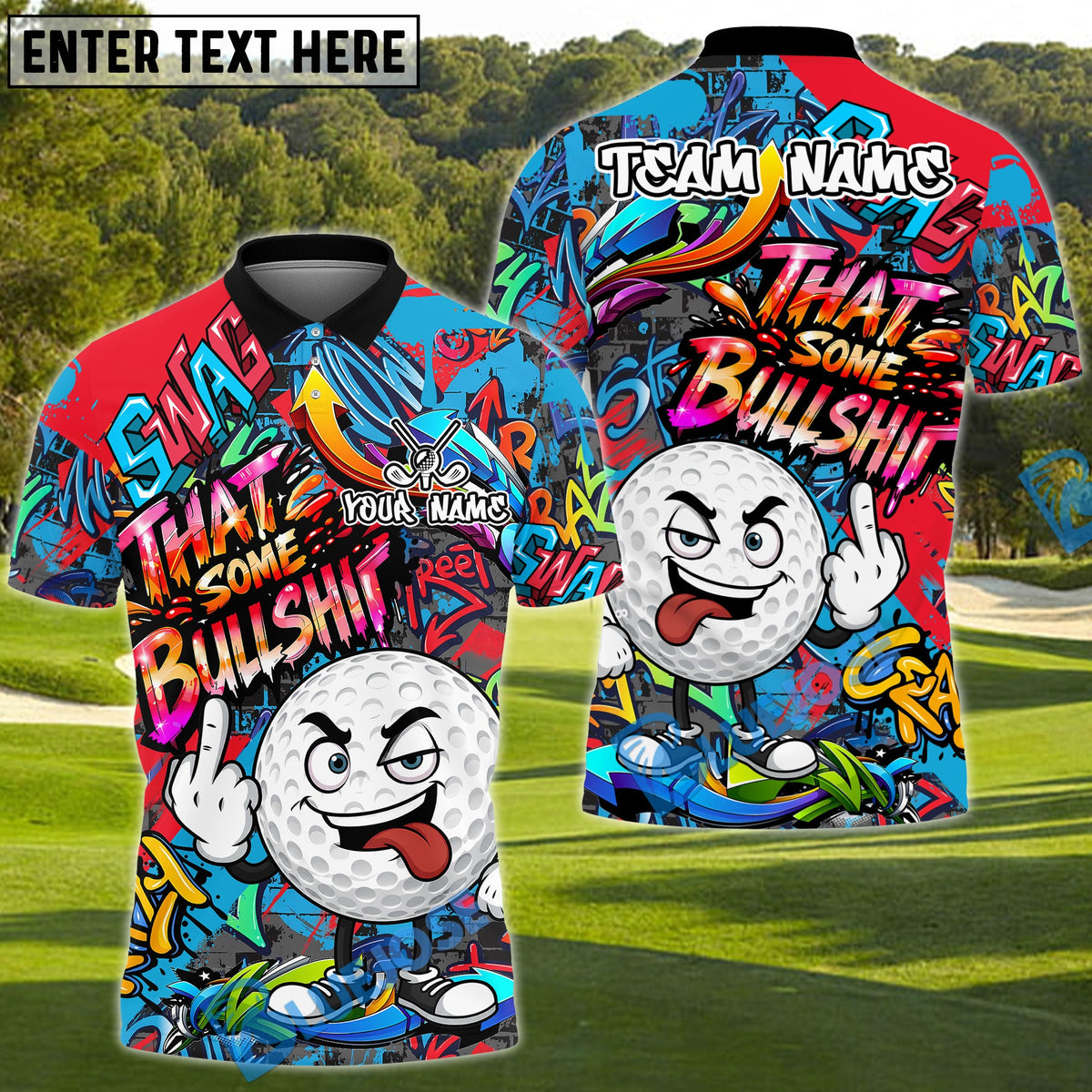 BlueJose Golf Funny Dartboard Cartoon Graffiti Style That's Some Bullshit Personalized Name, Team Name 3D Shirt (4 Colors)