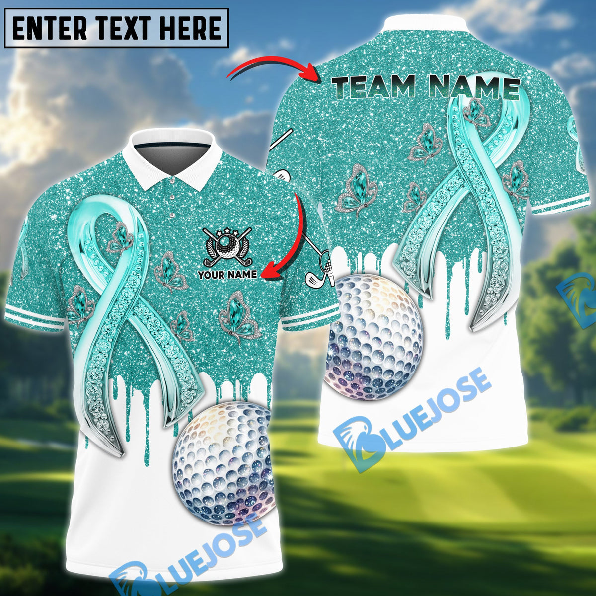 BlueJose Golf Awareness Edition Personalized Name, Team Name 3D Shirt (4 Colors)