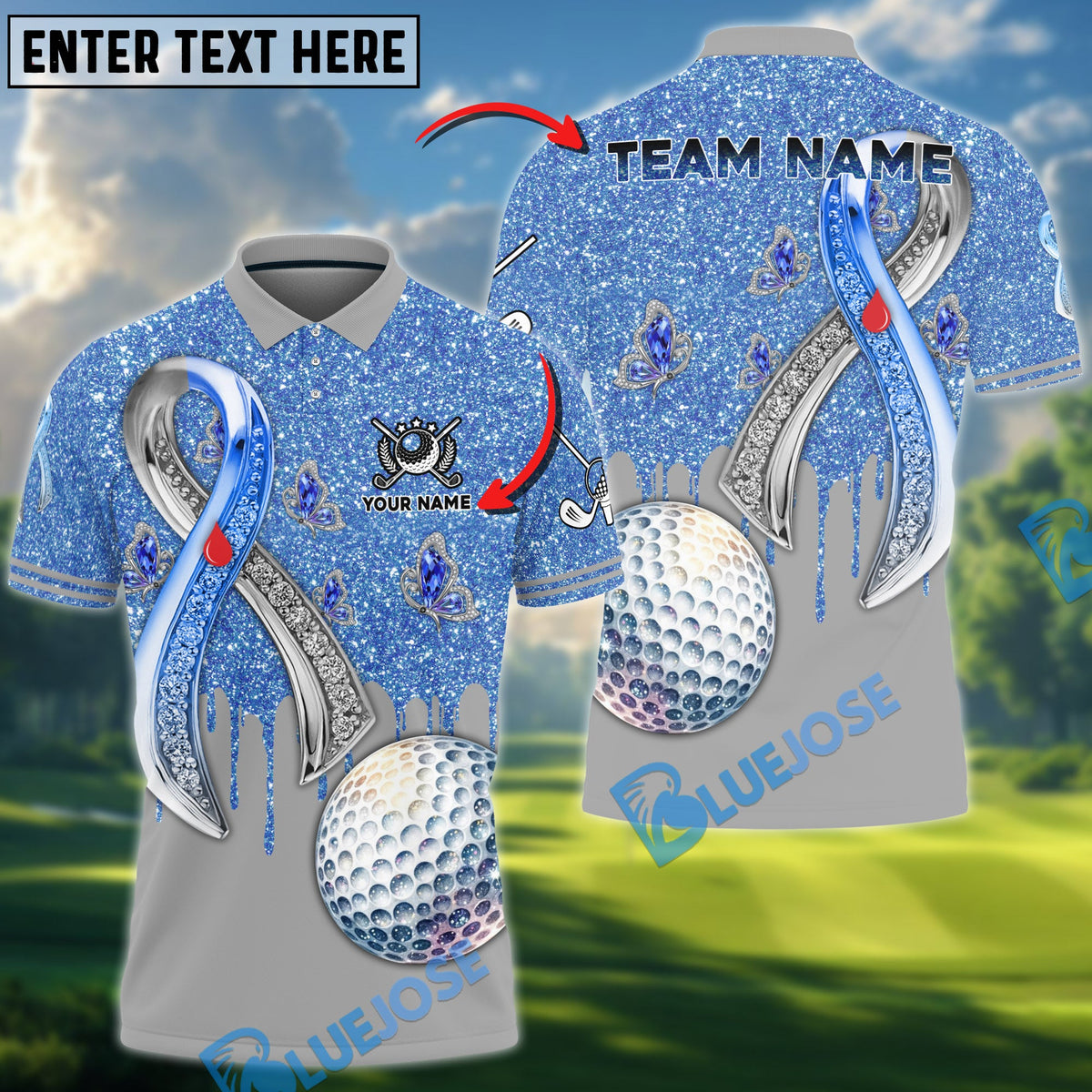 BlueJose Golf Awareness Edition Personalized Name, Team Name 3D Shirt (4 Colors)