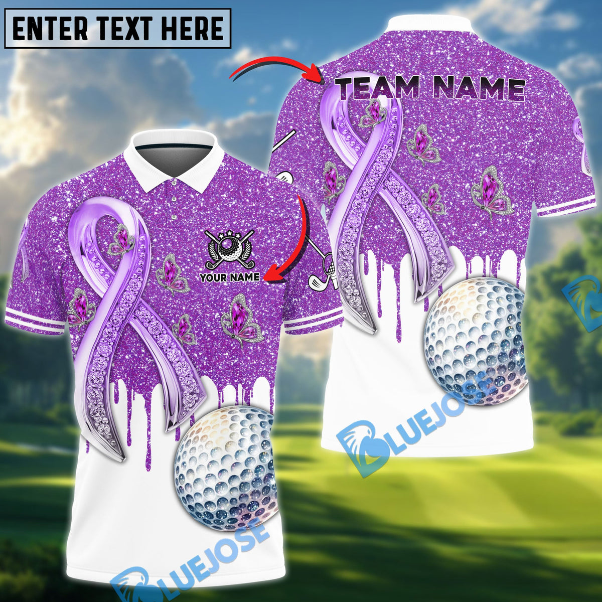 BlueJose Golf Awareness Edition Personalized Name, Team Name 3D Shirt (4 Colors)