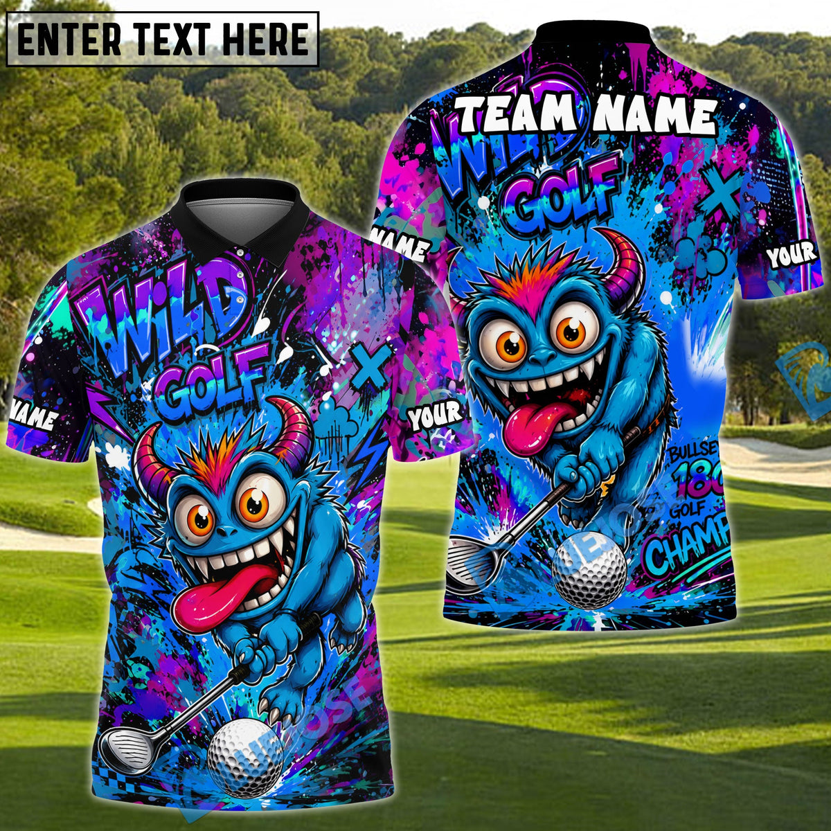BlueJose Golf Crazy Monster Graffiti Personalized Name, Team Name 3D Shirt (4 Colors)