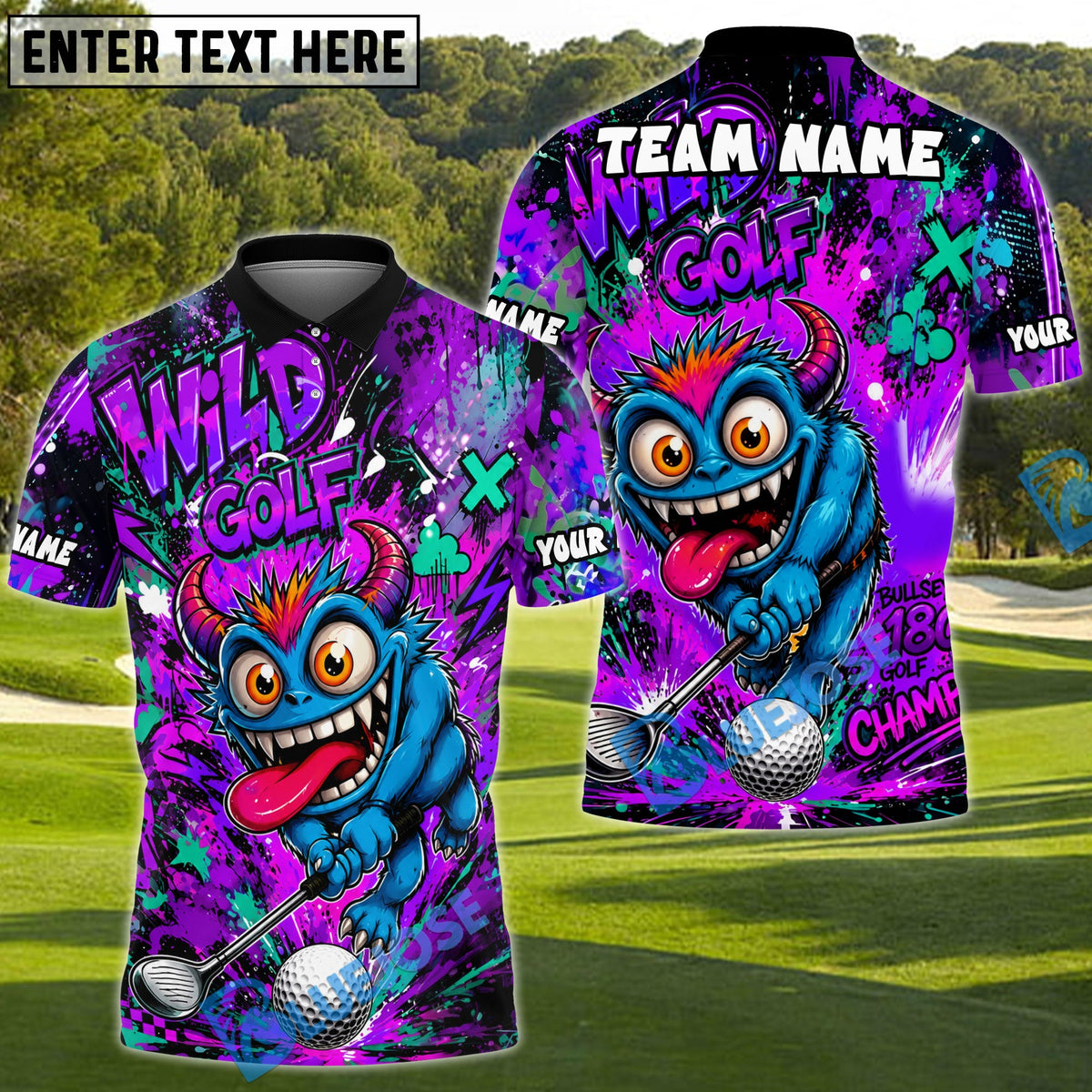 BlueJose Golf Crazy Monster Graffiti Personalized Name, Team Name 3D Shirt (4 Colors)