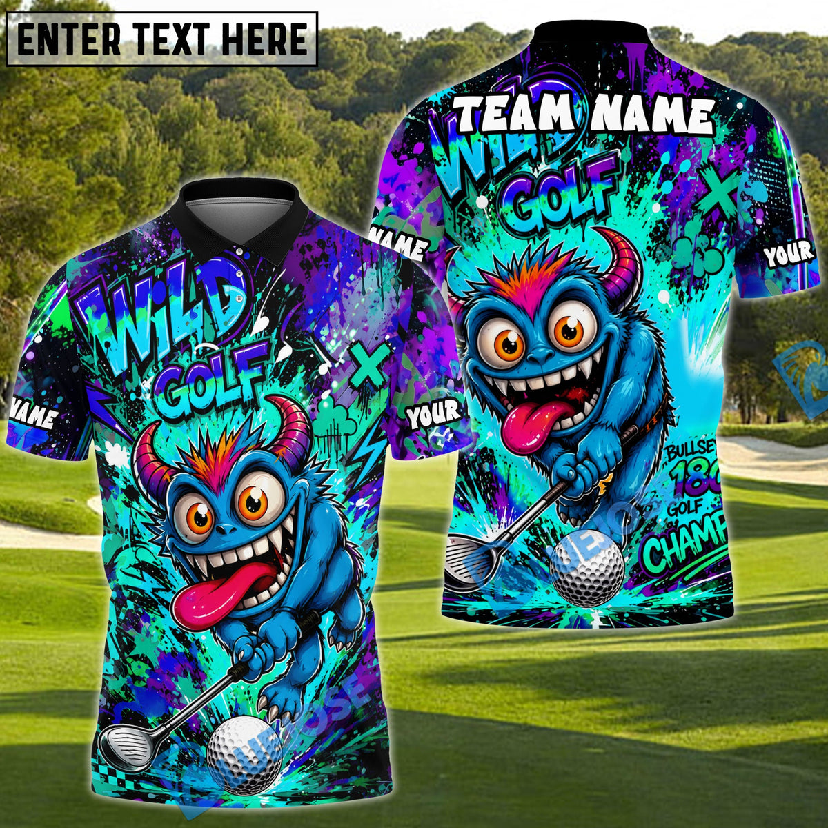 BlueJose Golf Crazy Monster Graffiti Personalized Name, Team Name 3D Shirt (4 Colors)