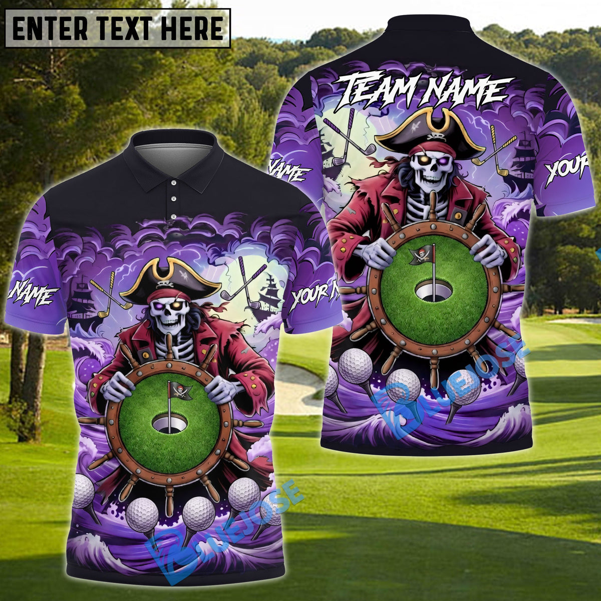 BlueJose Golf Pirate Reaper Personalized Name, Team Name 3D Shirt (4 Colors)