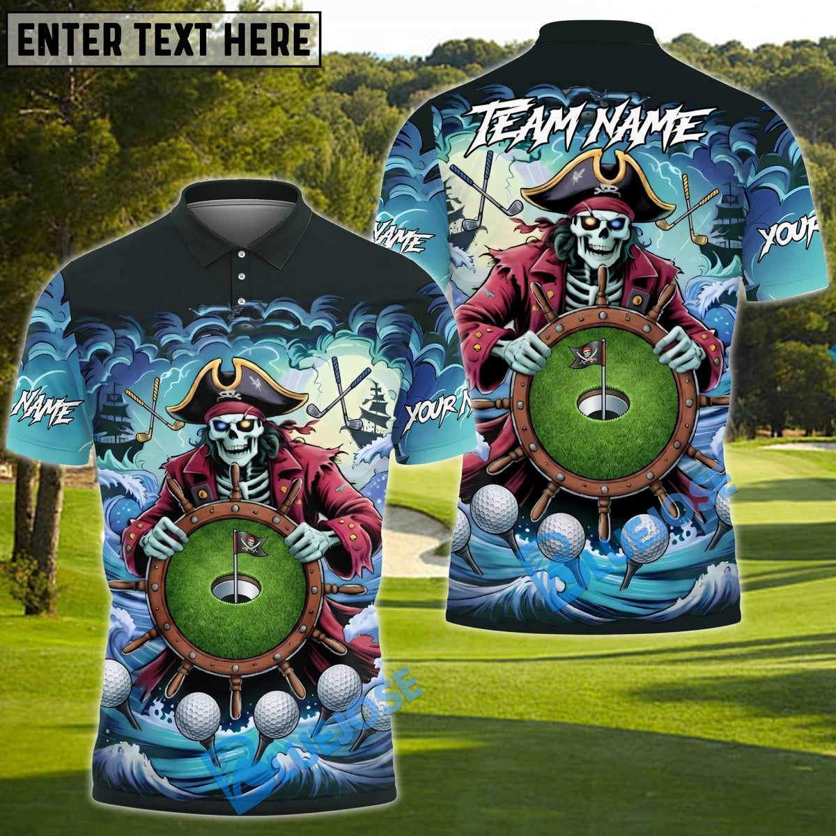 BlueJose Golf Pirate Reaper Personalized Name, Team Name 3D Shirt (4 Colors)