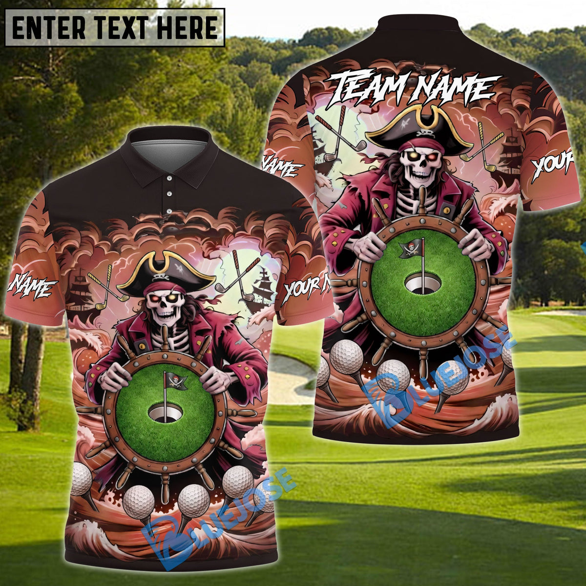 BlueJose Golf Pirate Reaper Personalized Name, Team Name 3D Shirt (4 Colors)
