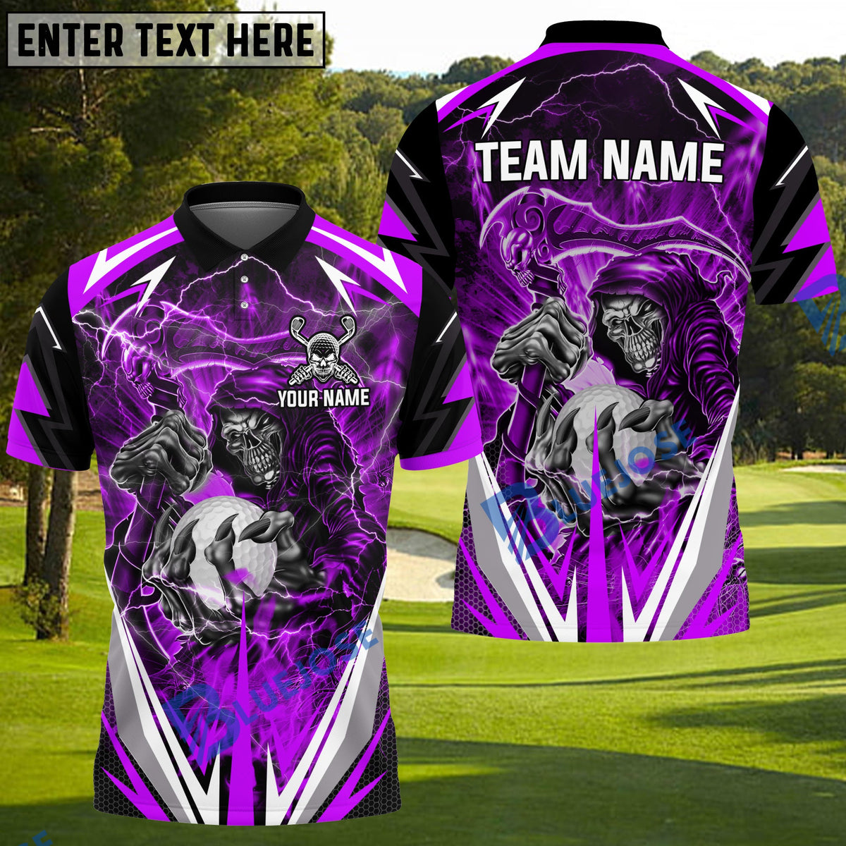 BlueJose Golf Reaper Colourful Personalized Name, Team Name 3D Shirt (6 Colors)