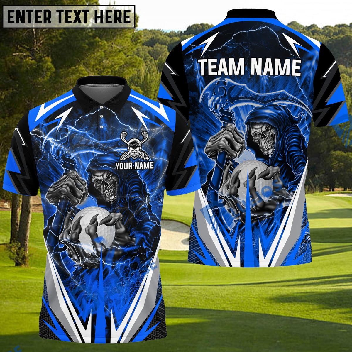 BlueJose Golf Reaper Colourful Personalized Name, Team Name 3D Shirt (6 Colors)