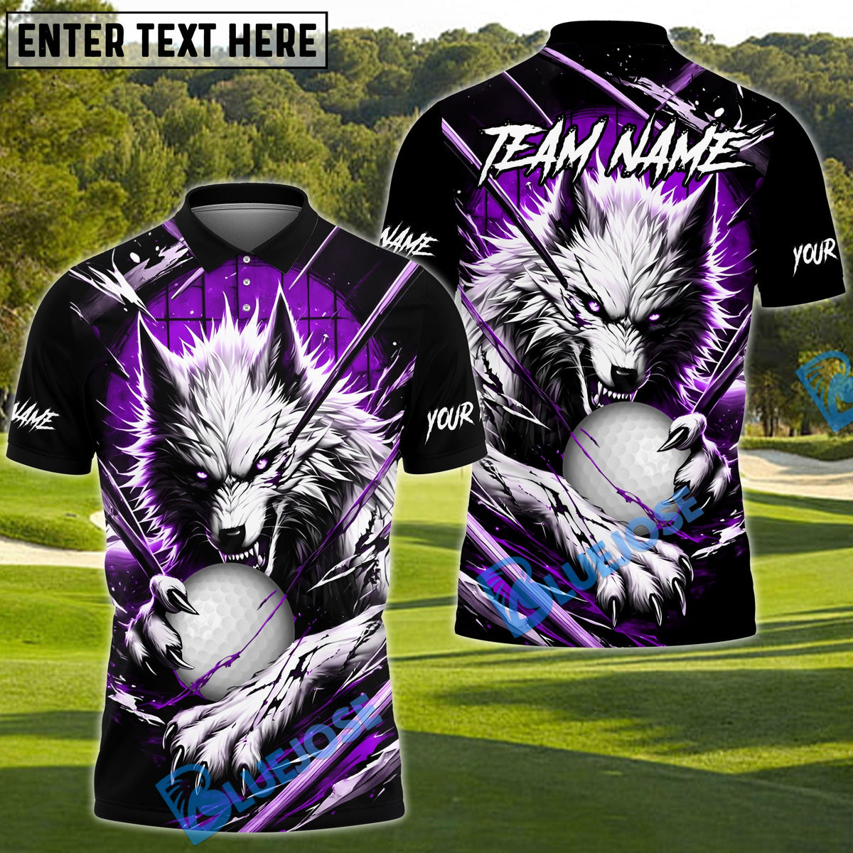BlueJose Golf Bloody Wolf Personalized Name, Team Name 3D Shirt (4 Colors)